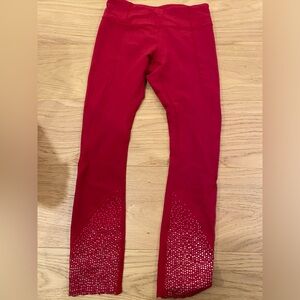 Red lululemon leggings with cute design on bottom